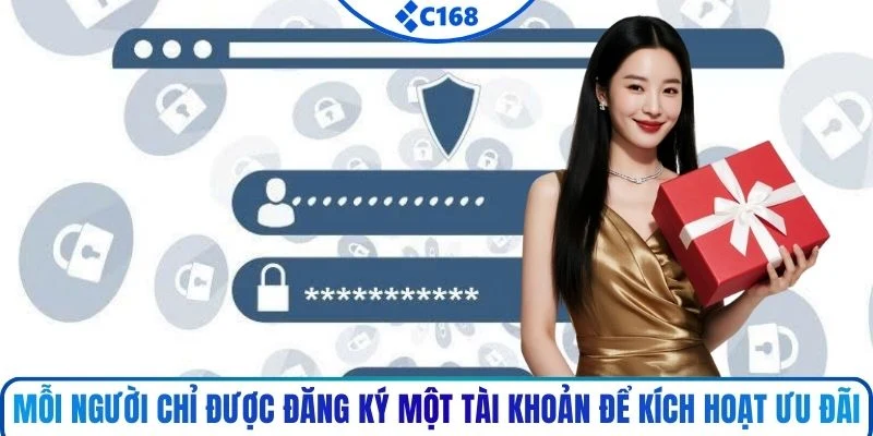 Mỗi người chỉ được đăng ký một tài khoản để kích hoạt ưu đãi